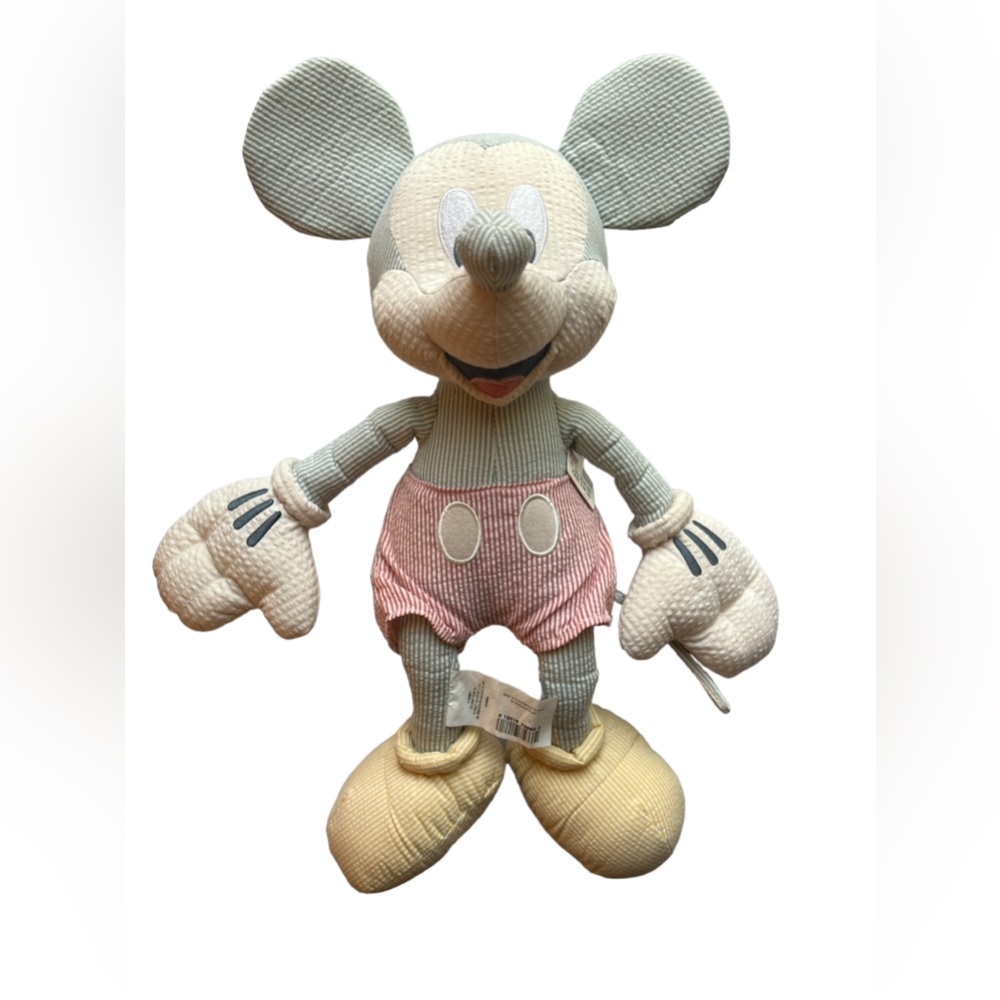 NWT Disney Store Seersucker Mickey Mouse Stuffed Plush Toy - Picture 1 of 6